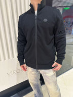 Moncler Stand-up Collar Cotton Solid Color Zip-up