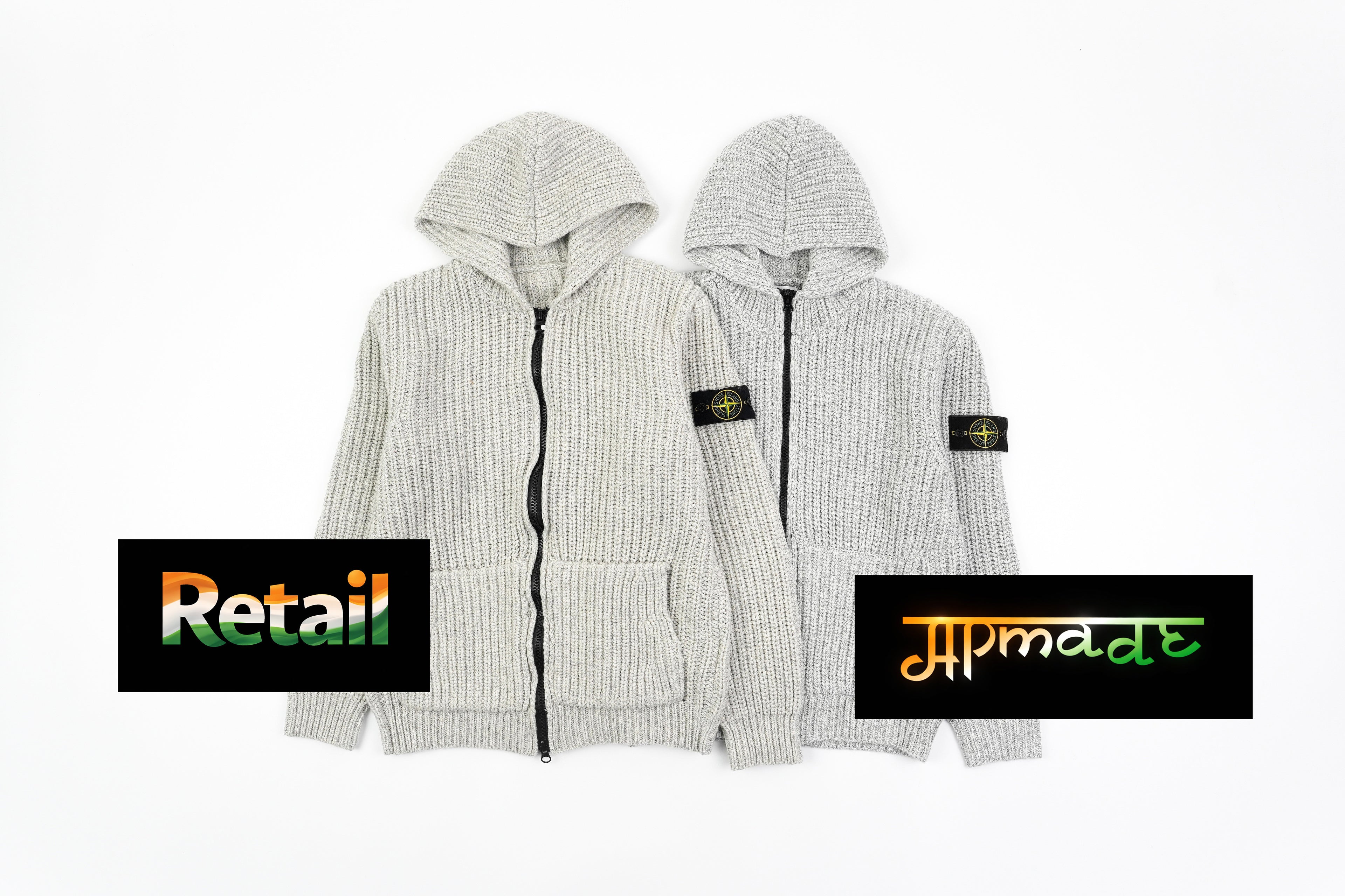 Stone Island Wool Hooded Zip-up Jacket