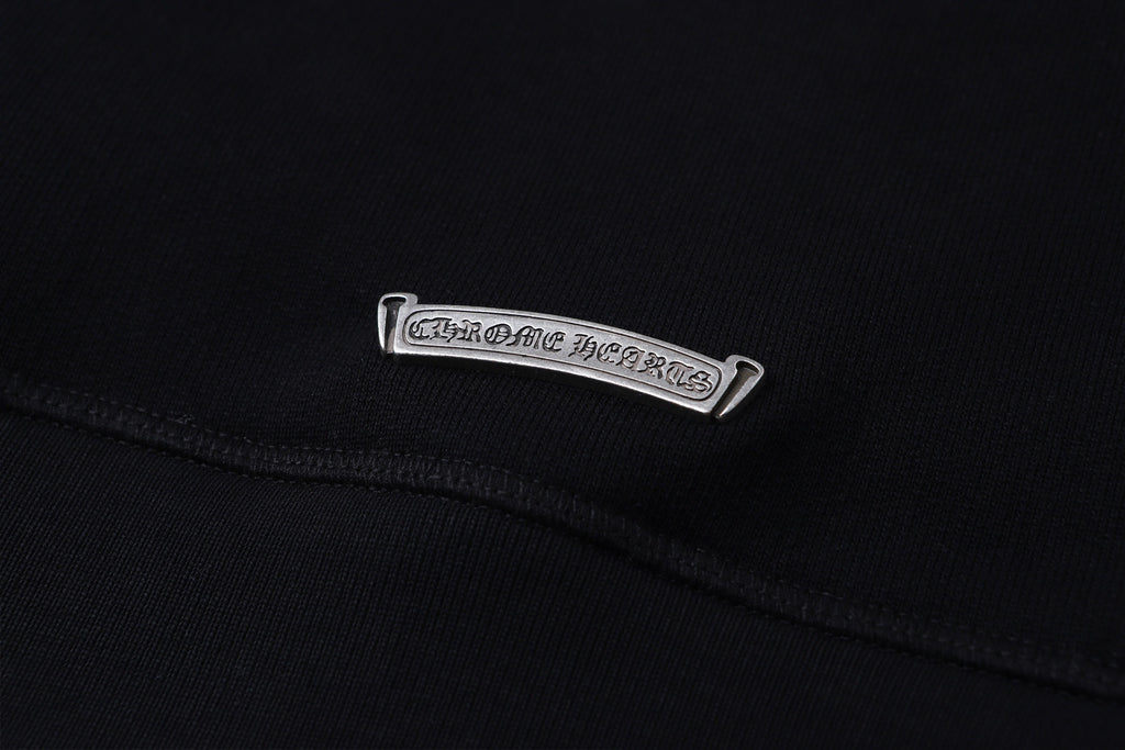 Chrome Hearts 25SS Leather Cross-Panel Half-Zip Long-Sleeve Sweatshirt