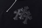 Chrome Hearts 25SS Leather Cross-Panel Half-Zip Long-Sleeve Sweatshirt