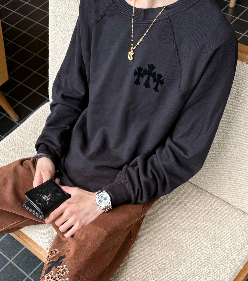 Chrome Hearts Cross-shaped Flocked Sweatshirt