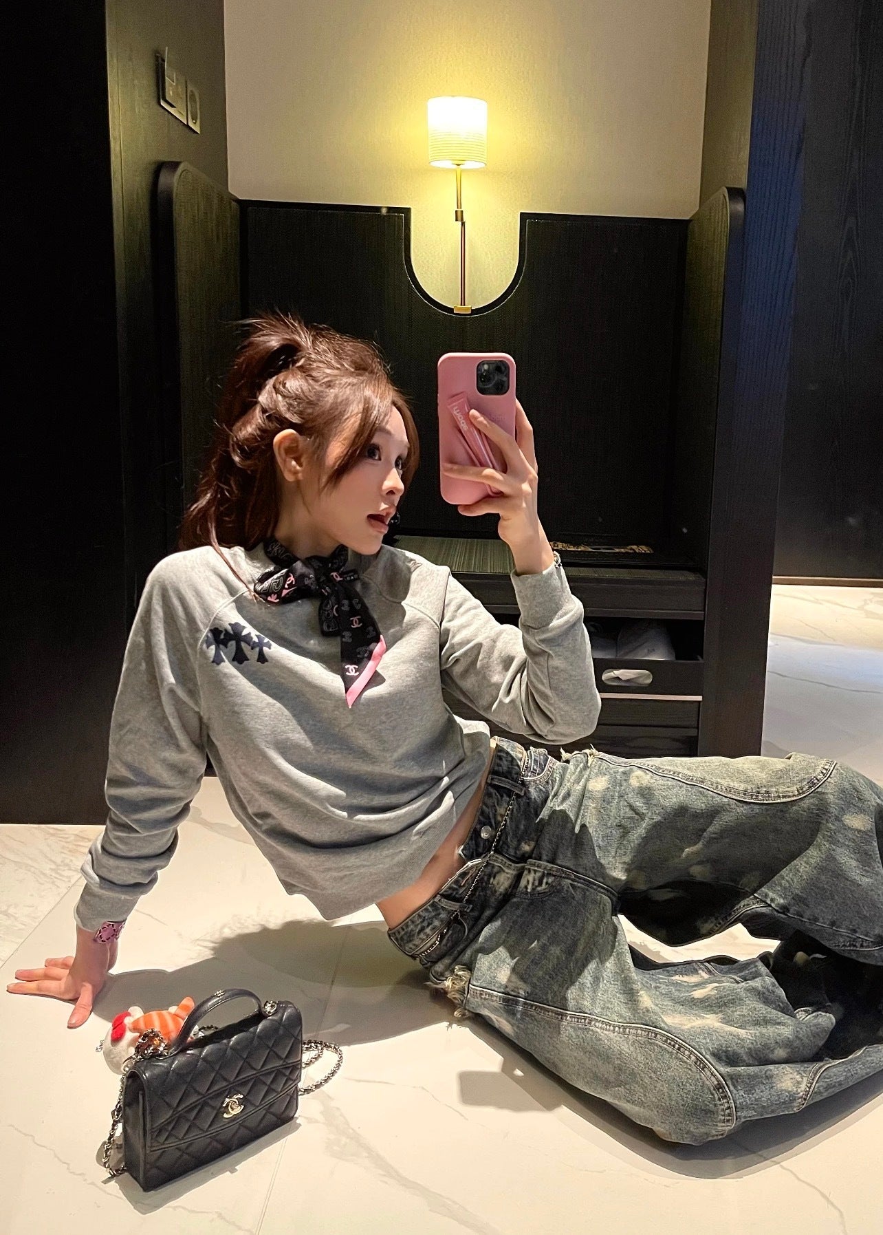 Chrome Hearts Cross-shaped Flocked Sweatshirt