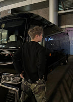 Chrome Hearts Henley Collar Patchwork Leather Sweatshirt with Silver Buttons