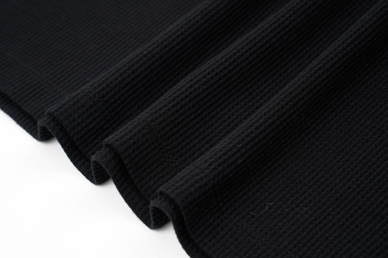 Chrome Hearts Henley Collar Patchwork Leather Sweatshirt with Silver Buttons