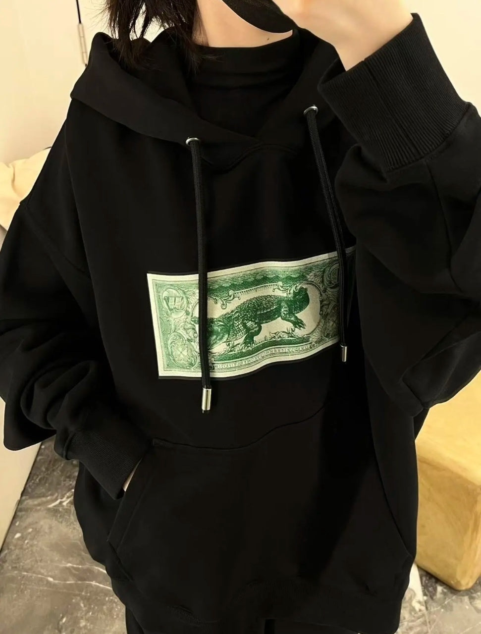 Off-White Crocodile Dollar Print Hoodie