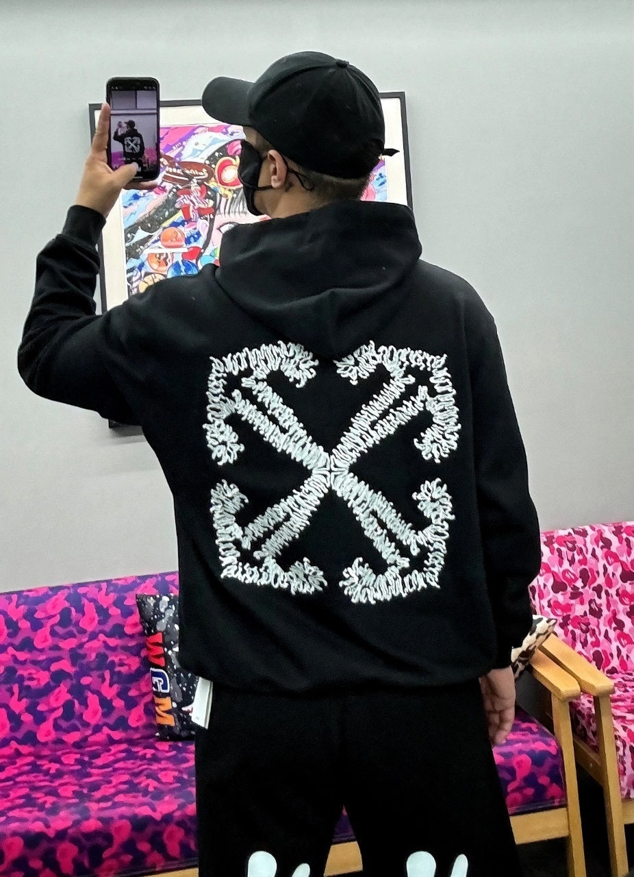 Off-White Wavy Anchor Arrow Embroidered Hoodie