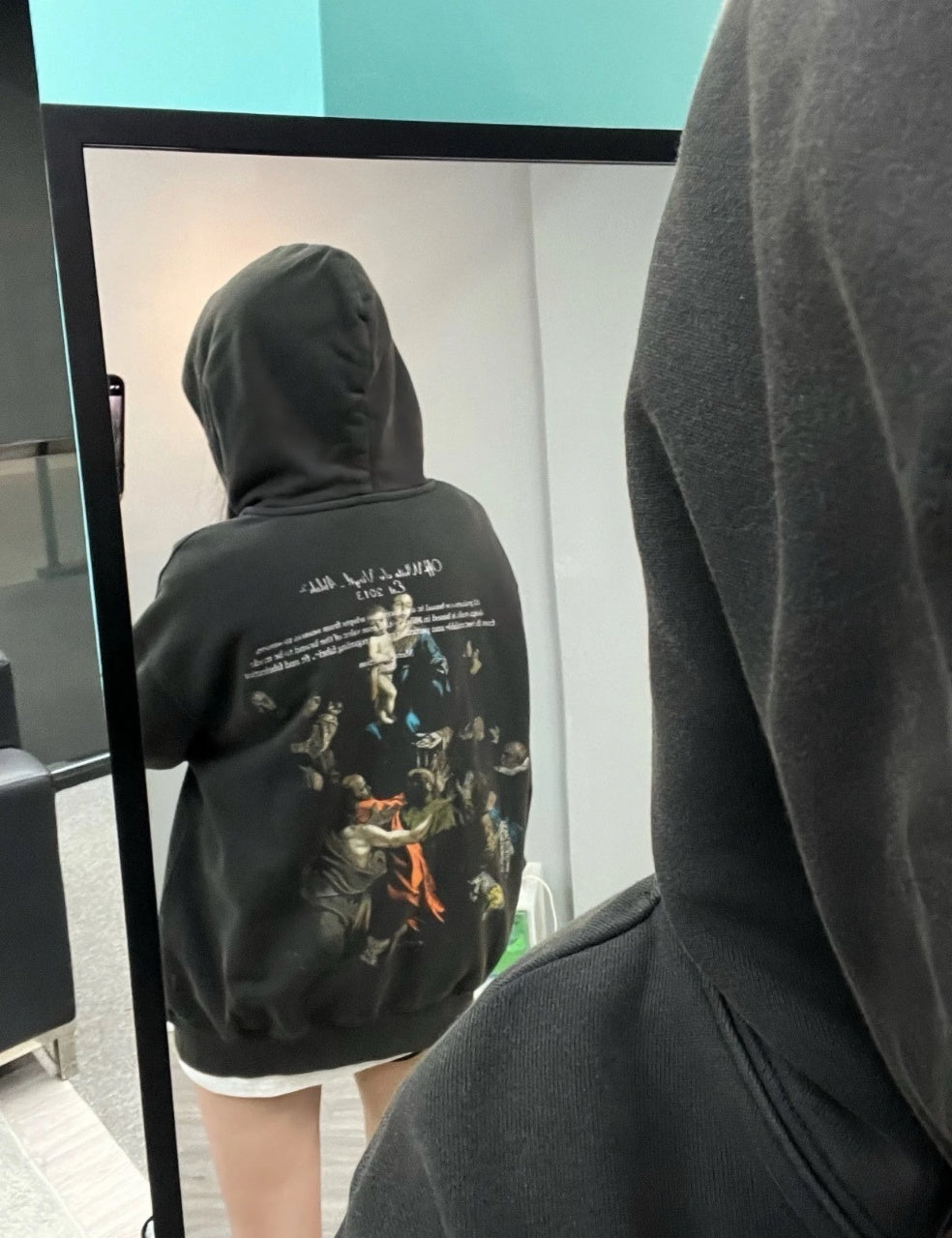 Off-White Hoodie with Madonna Print on the Back
