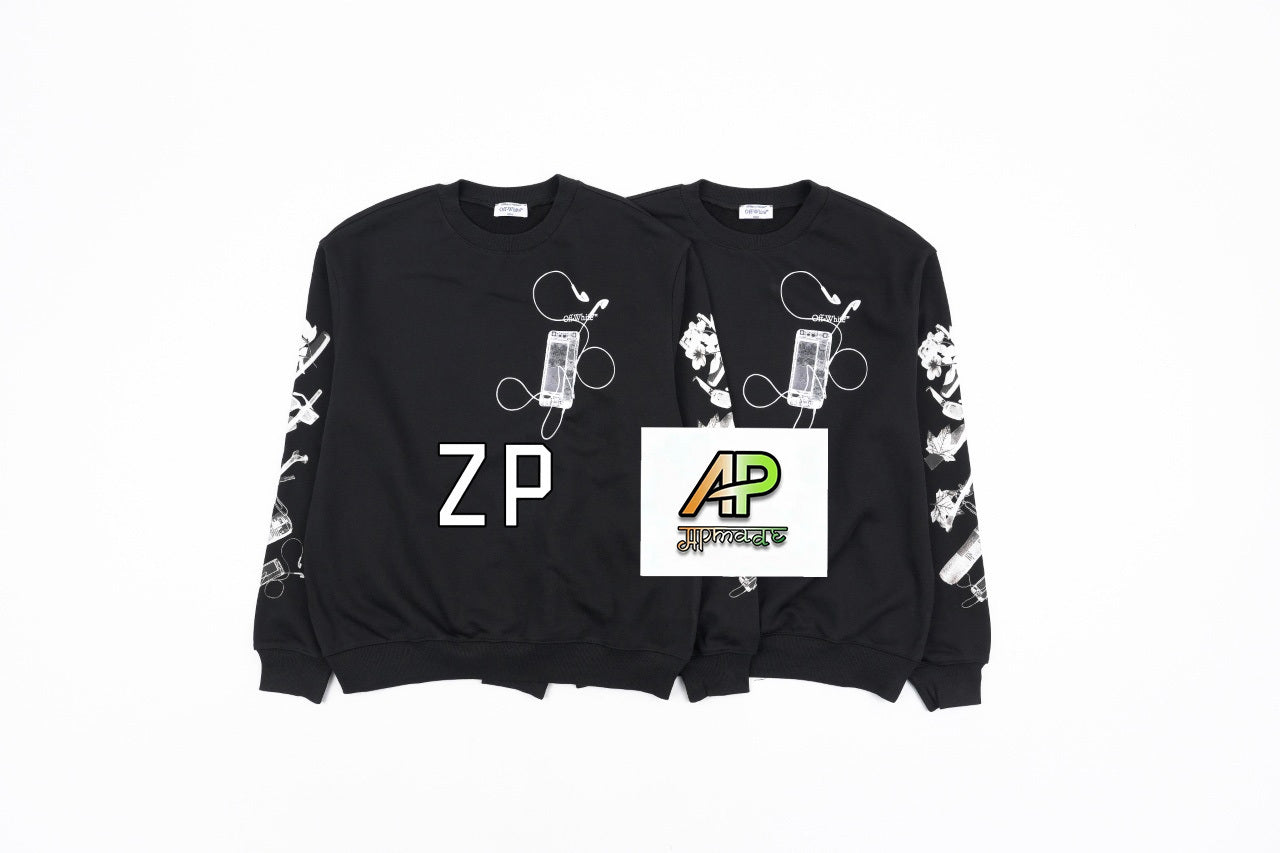 Off-White Digital Headphones Arrow Print Crew Neck Sweatshirt