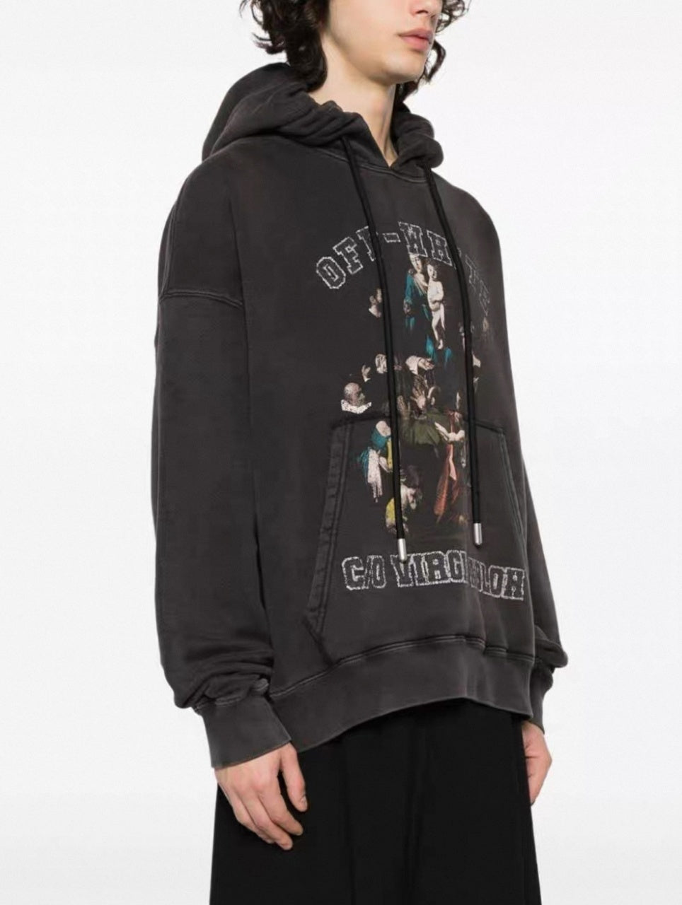 Off-White Hoodie with Madonna Print on the Chest