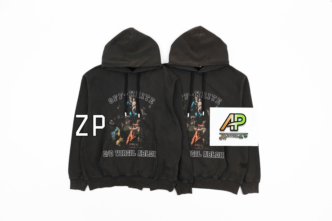 Off-White Hoodie with Madonna Print on the Chest