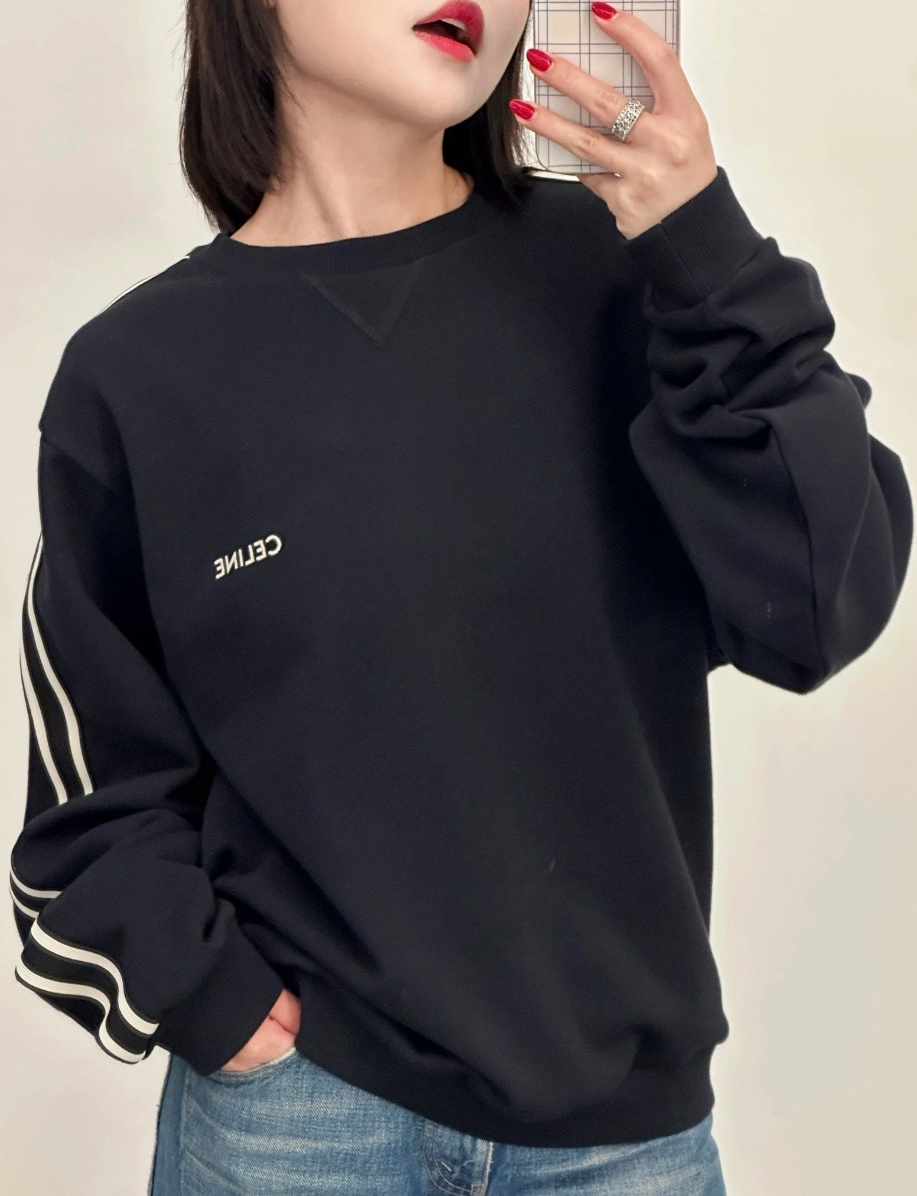Celine Ribbon Crew Neck Sweatshirt