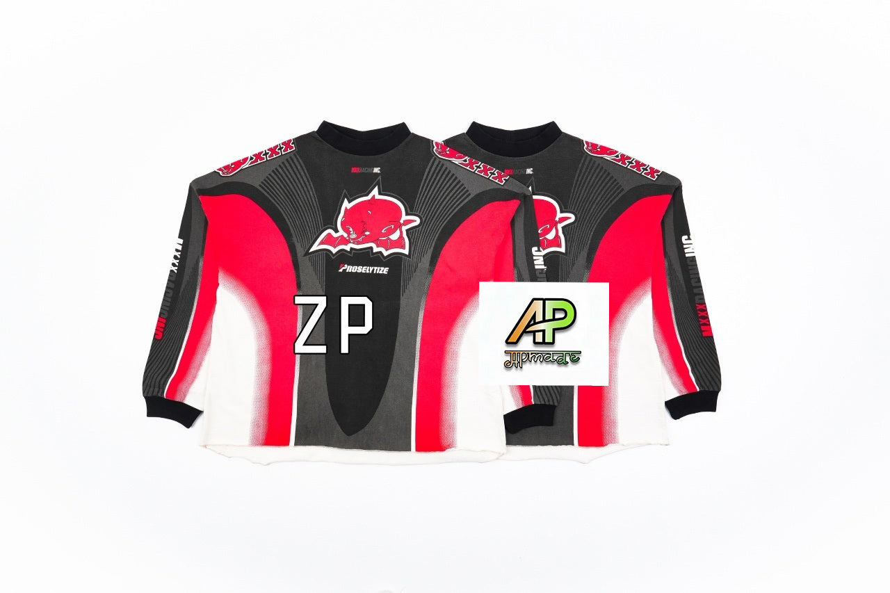 Saint Mxxxxxx 25FW Little Devil Angel Racing Car Print Long Sleeve