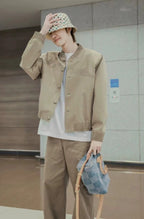 Louis Vuitton Appliqué Embroidered Bomber Jacket Khaki