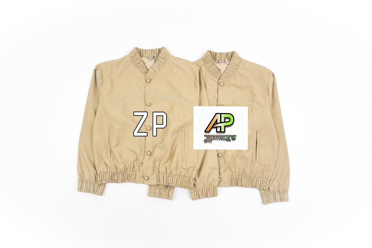 Louis Vuitton Appliqué Embroidered Bomber Jacket Khaki