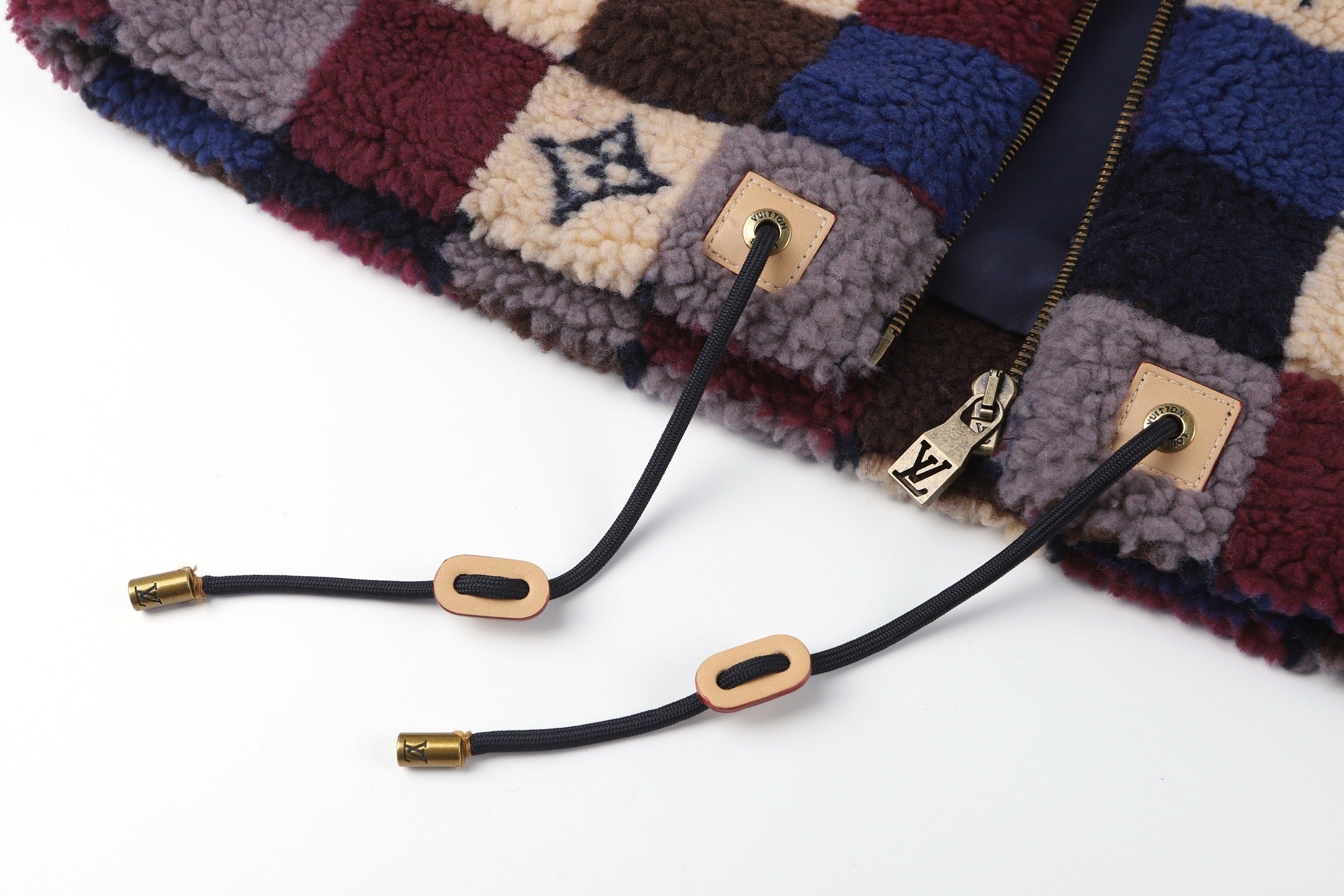 Louis Vuitton High-neck Jacquard Pattern Suede Belted Coat