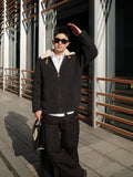 Louis Vuitton Cashmere and Wool Blend Jacket with Fur Collar and Waist