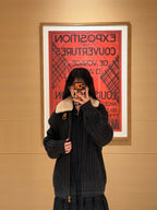 Louis Vuitton Cashmere and Wool Blend Jacket with Fur Collar and Waist