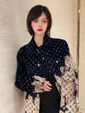 Louis Vuitton Casual Denim Jacket with Burning Cloud Print and Lapel
