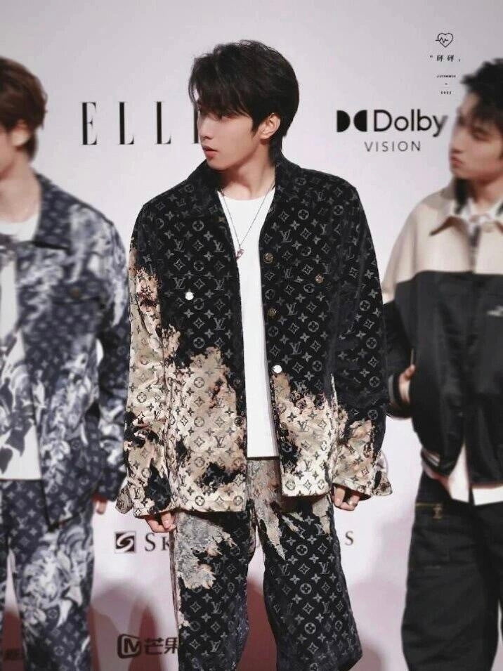 Louis Vuitton Casual Denim Jacket with Burning Cloud Print and Lapel