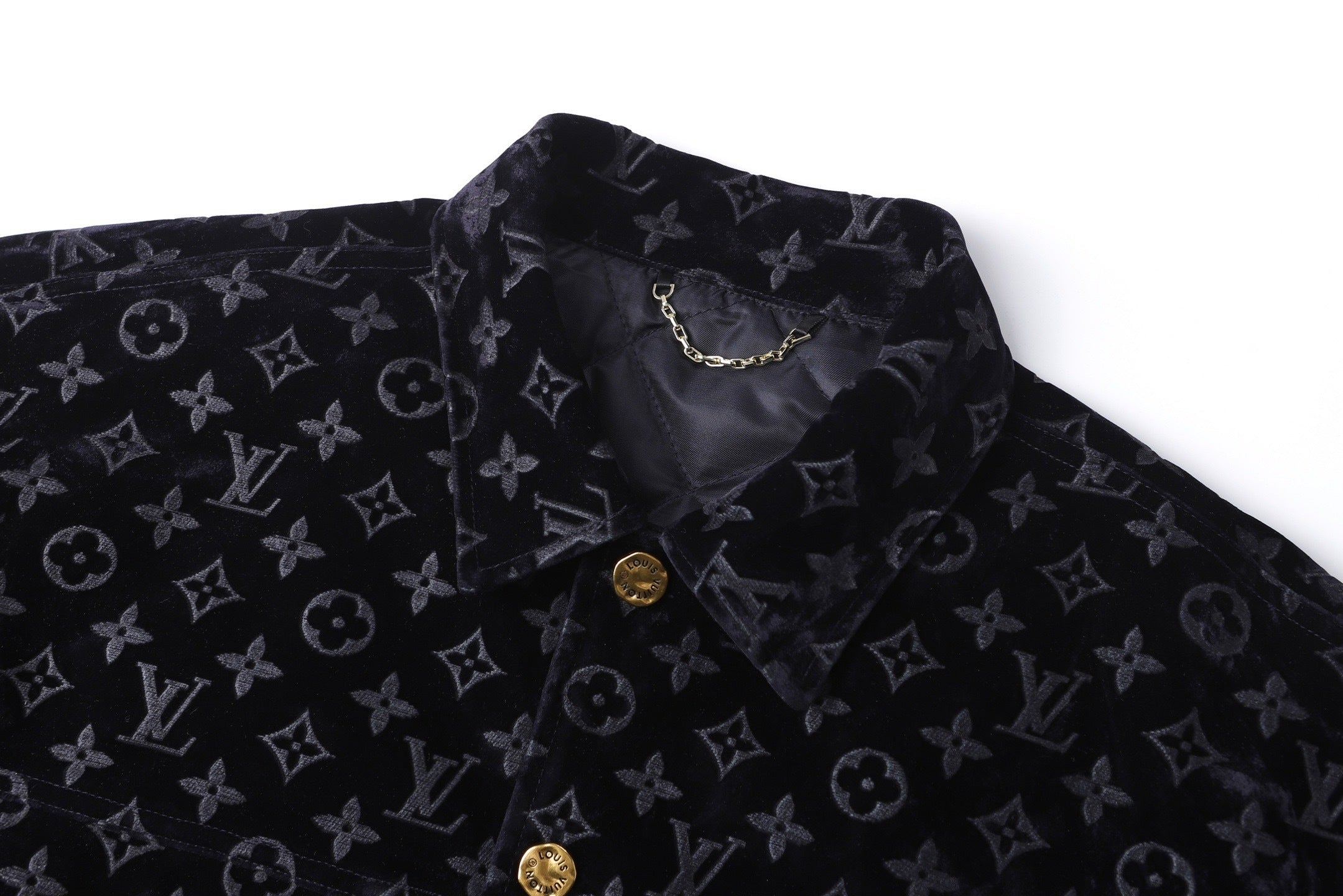 Louis Vuitton Casual Denim Jacket with Burning Cloud Print and Lapel