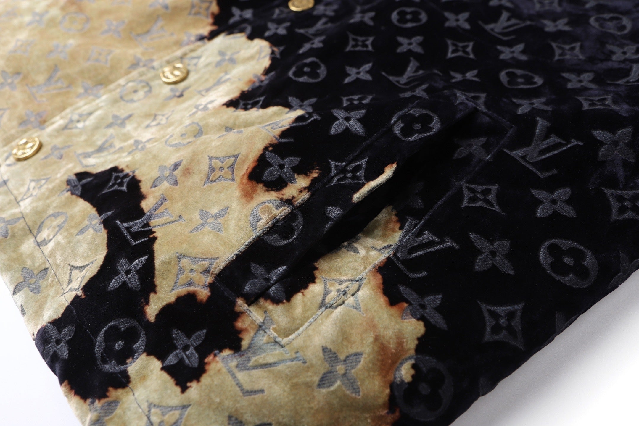 Louis Vuitton Casual Denim Jacket with Burning Cloud Print and Lapel