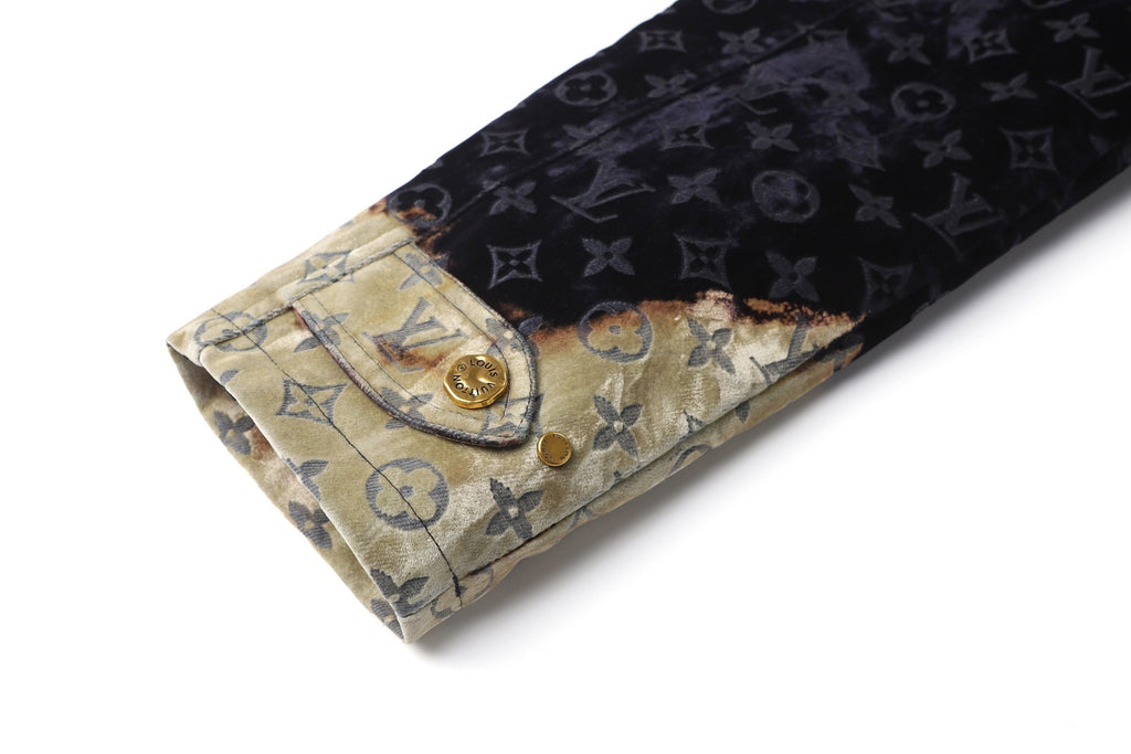 Louis Vuitton Casual Denim Jacket with Burning Cloud Print and Lapel