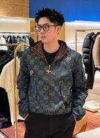 Louis Vuitton Green Checkered Reversible Hooded Jacket