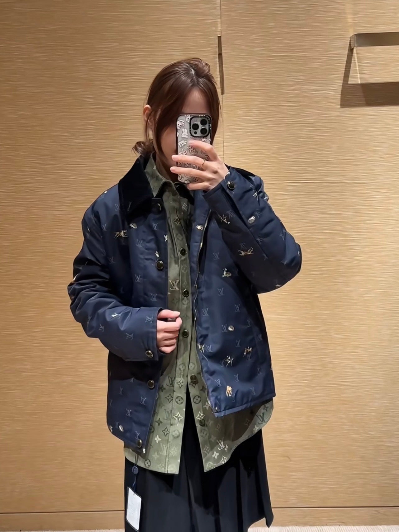 Louis Vuitton Corduroy Collar Animal Print Jacket