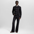 Louis Vuitton Embroidered Leather Label Denim Jacket