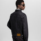 Louis Vuitton Embroidered Leather Label Denim Jacket