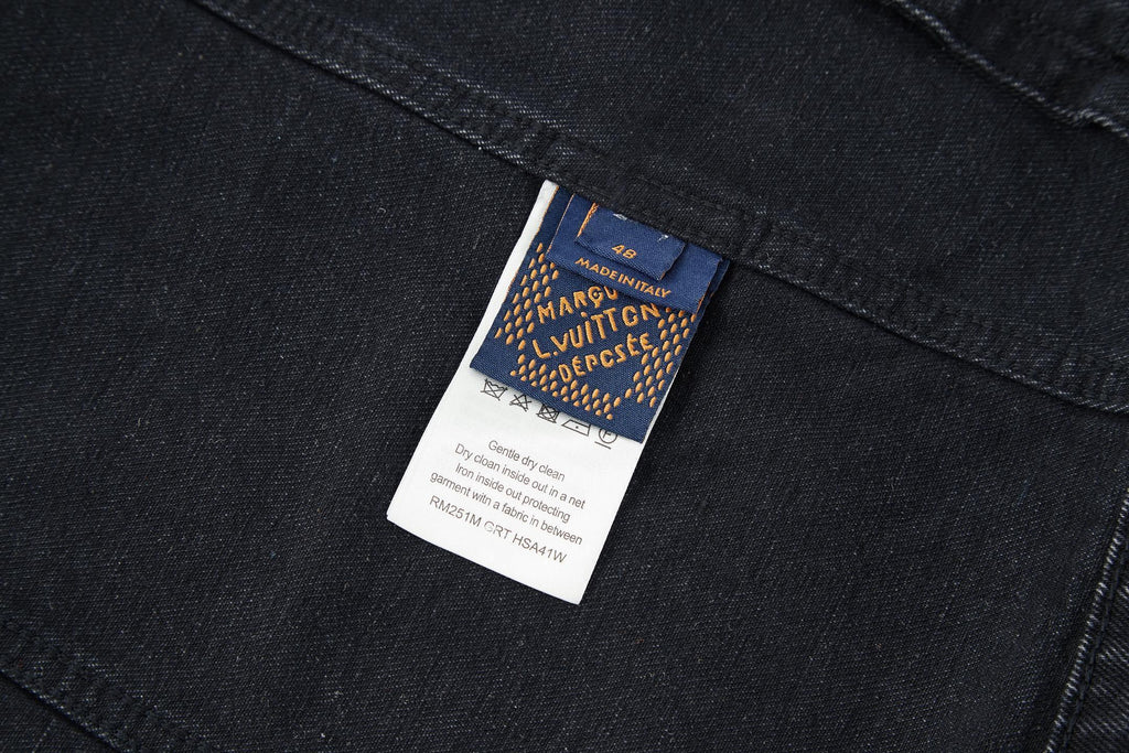 Louis Vuitton Embroidered Leather Label Denim Jacket