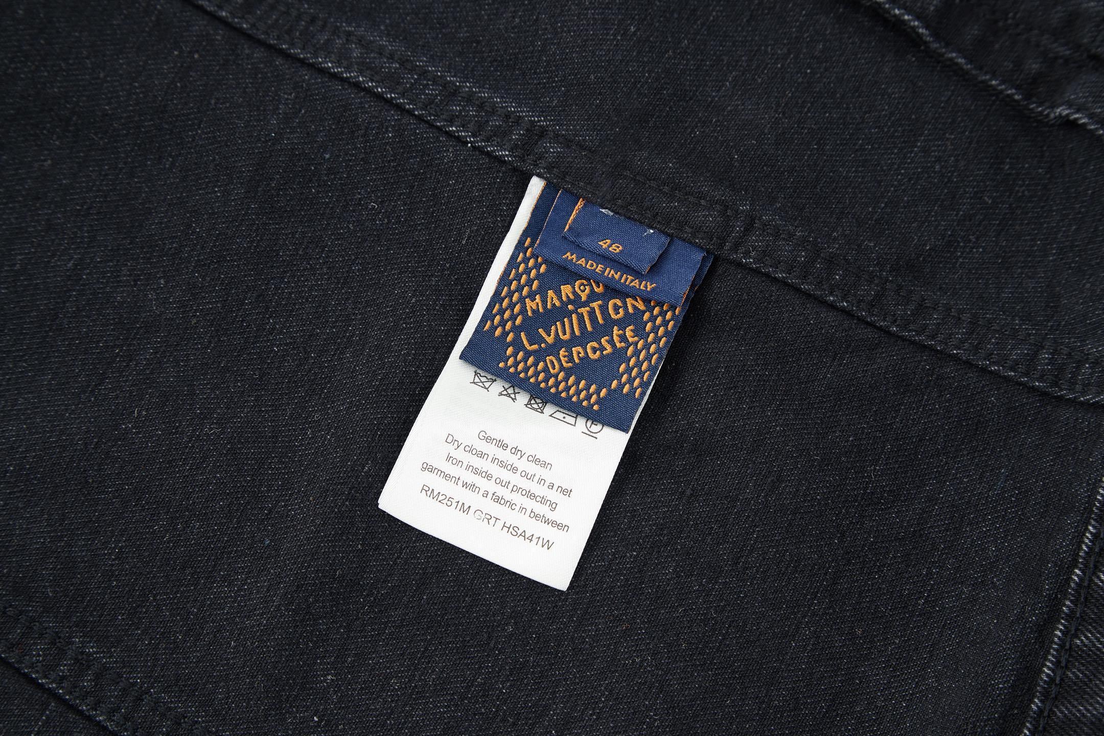Louis Vuitton Embroidered Leather Label Denim Jacket