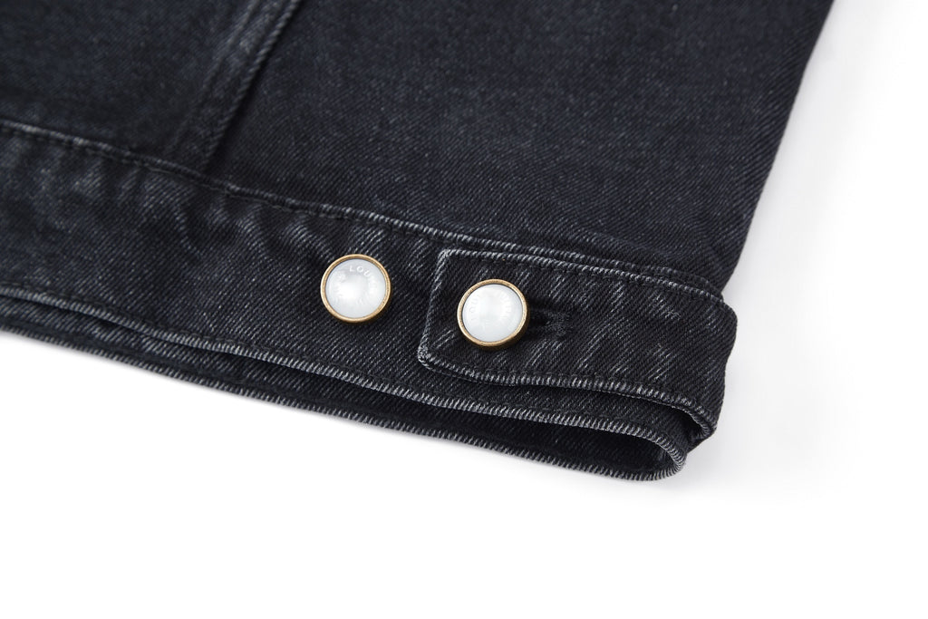 Louis Vuitton Embroidered Leather Label Denim Jacket