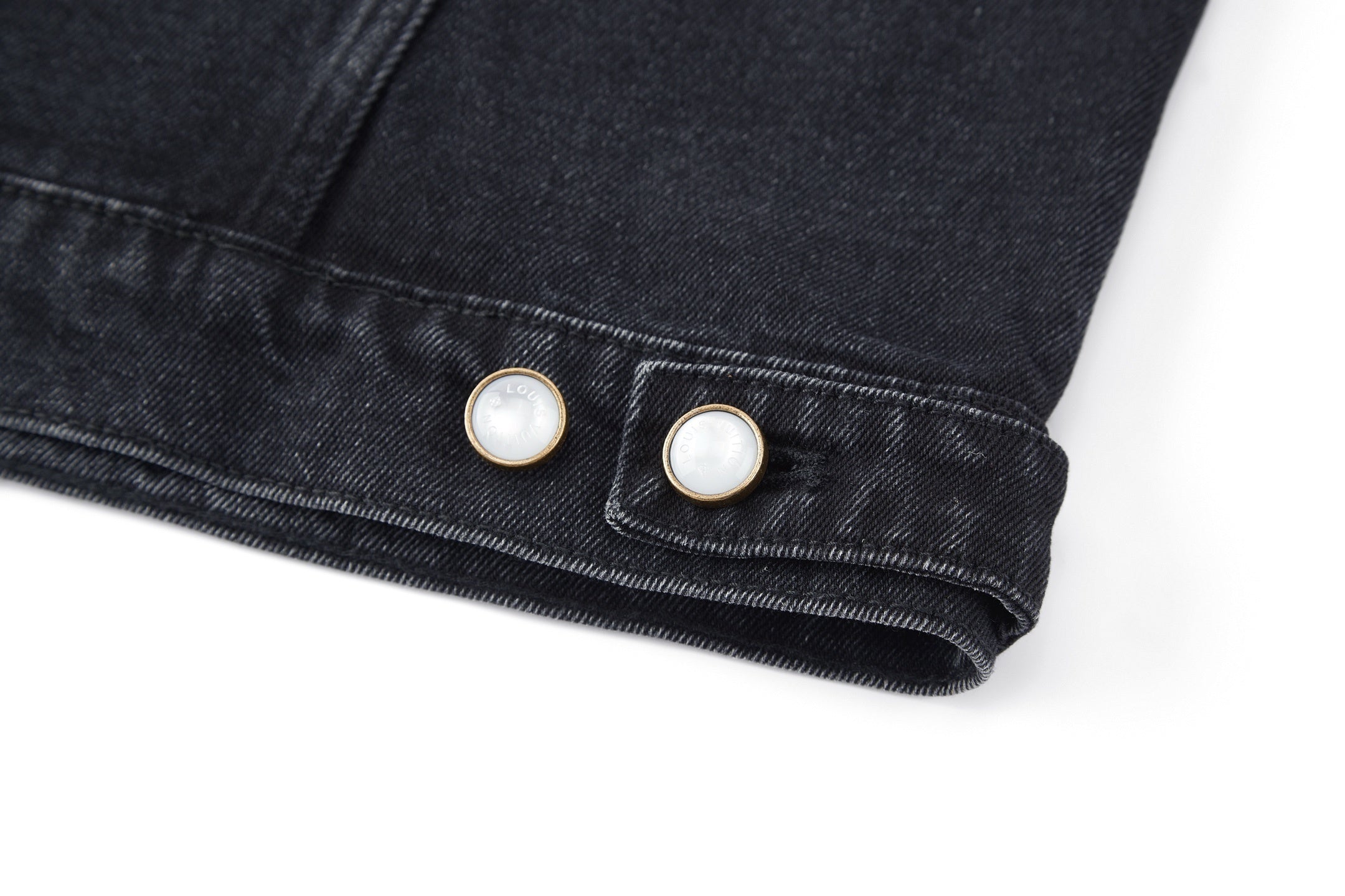 Louis Vuitton Embroidered Leather Label Denim Jacket