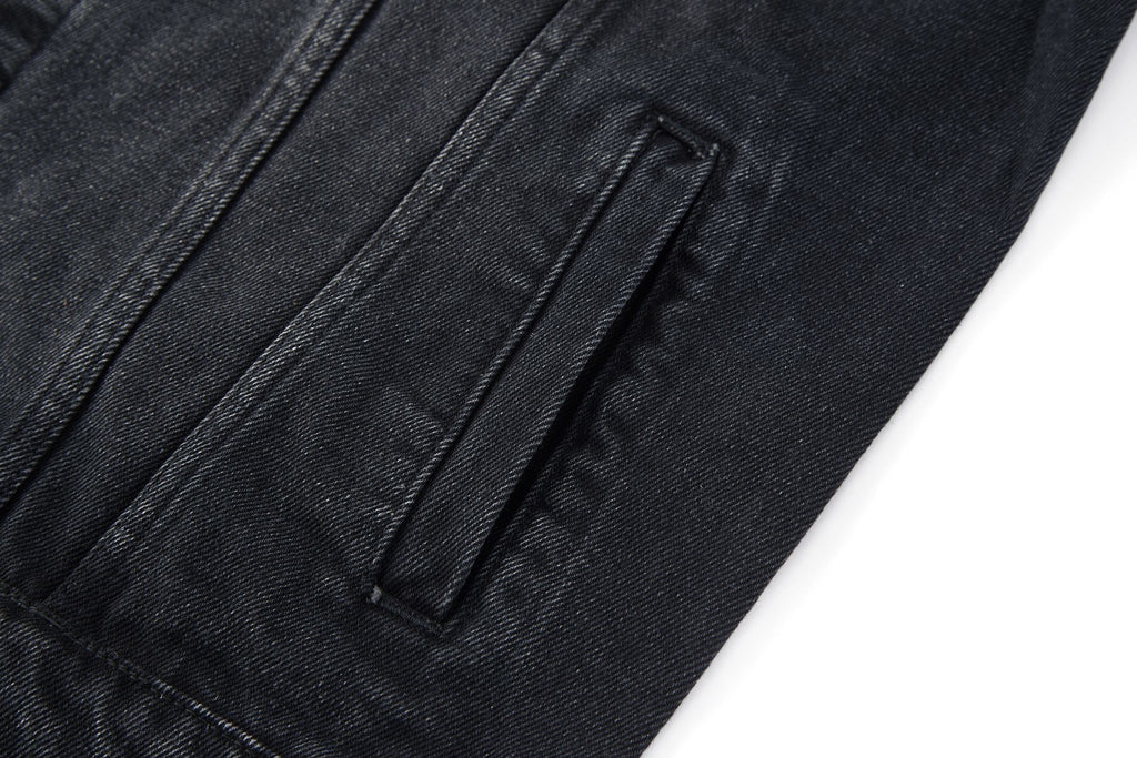 Louis Vuitton Embroidered Leather Label Denim Jacket