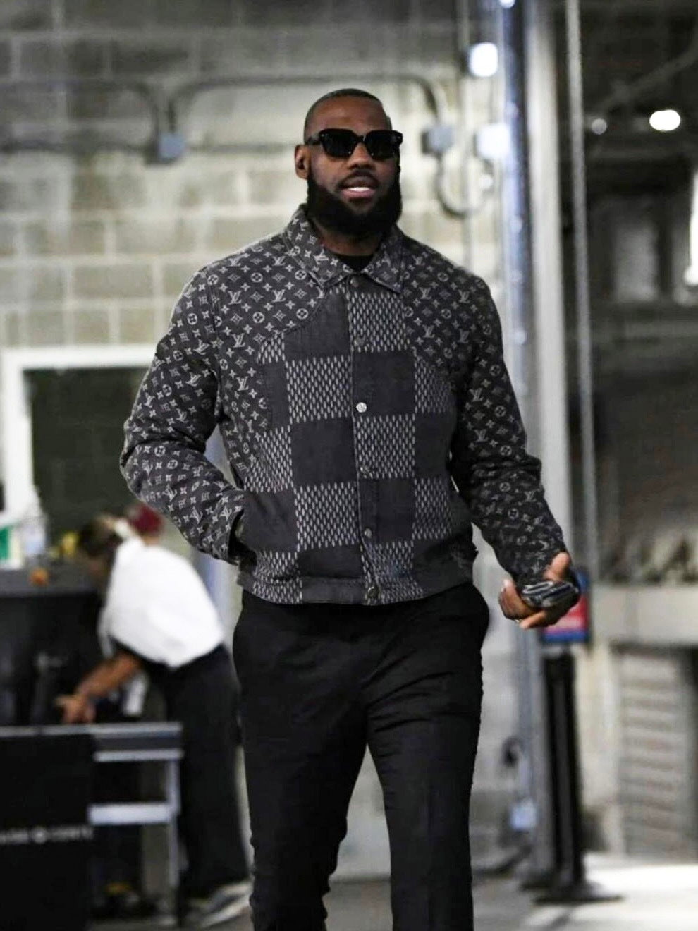 Louis Vuitton Checkered Monogram Print Patchwork Denim Jacket