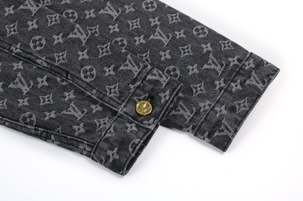Louis Vuitton Checkered Monogram Print Patchwork Denim Jacket