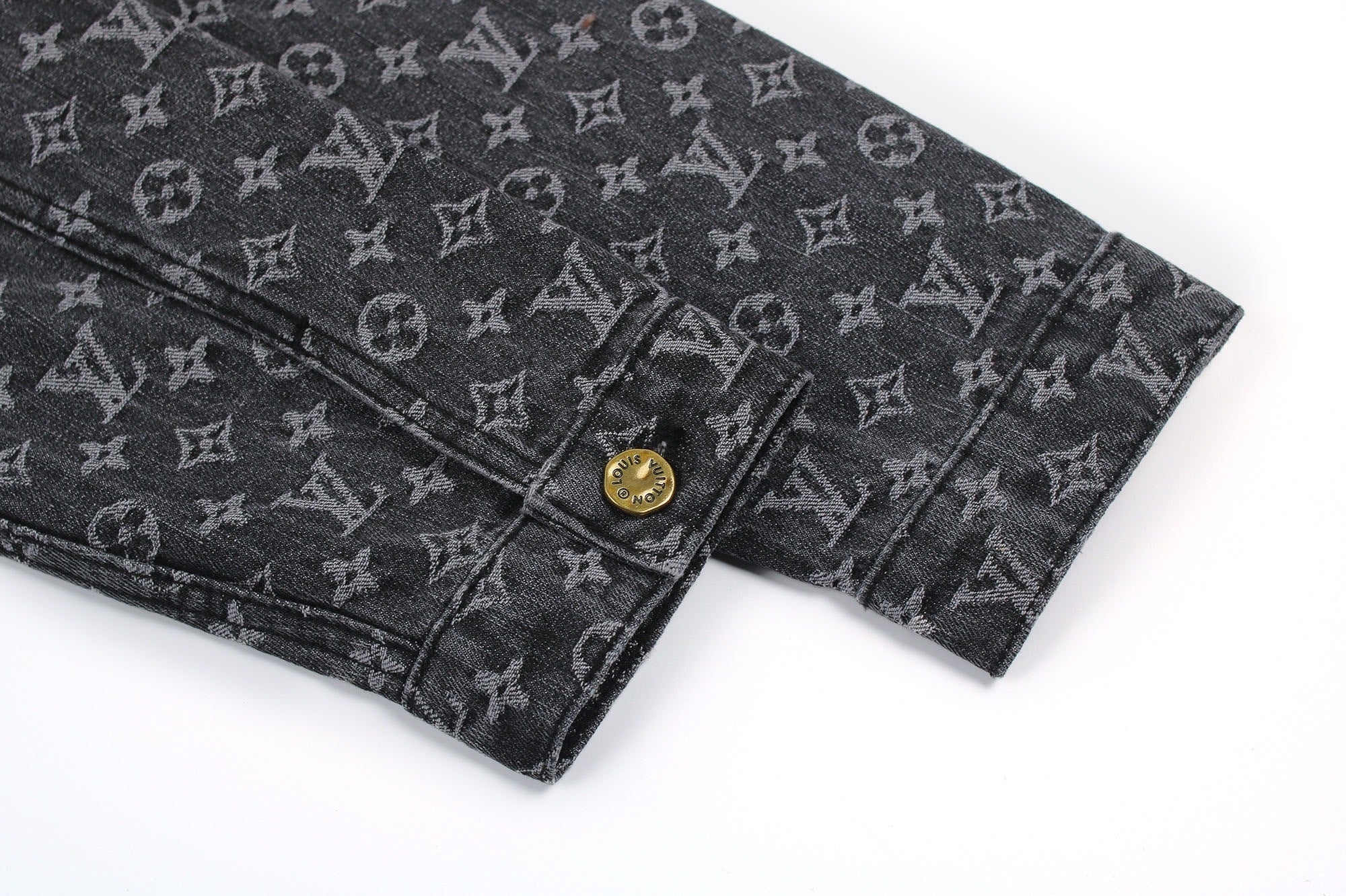 Louis Vuitton Checkered Monogram Print Patchwork Denim Jacket