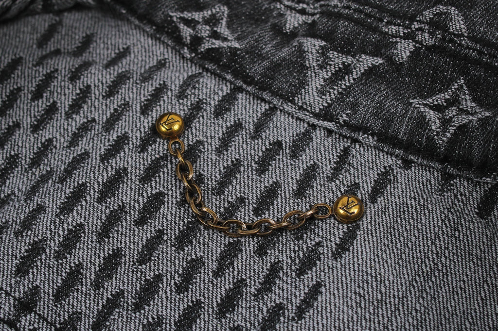 Louis Vuitton Checkered Monogram Print Patchwork Denim Jacket