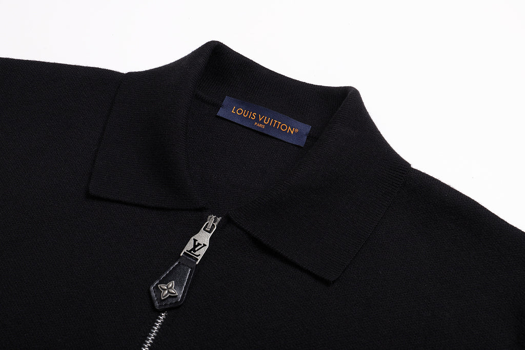Louis Vuitton Leather Knitted Belted Jacket