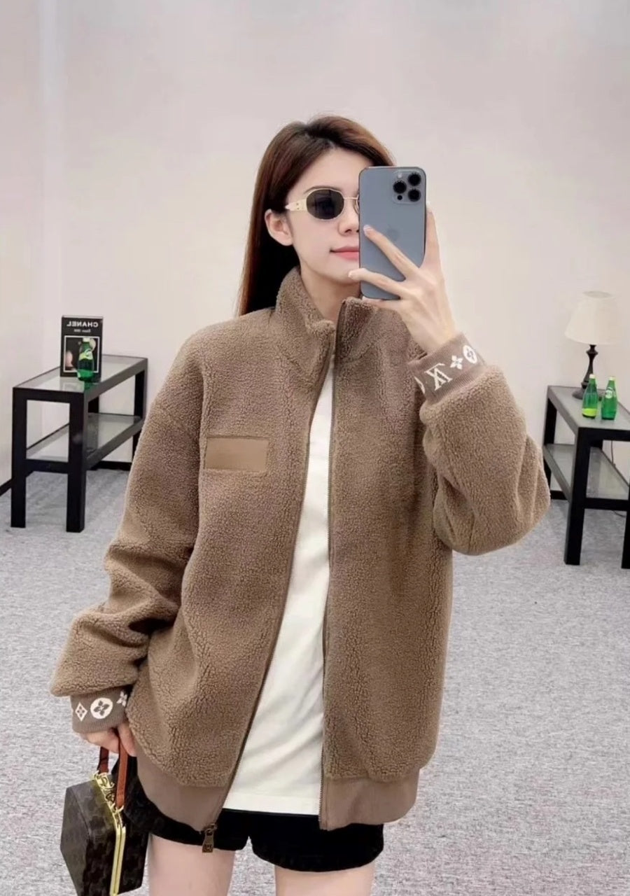 Louis Vuitton Lambhair Coat Coffee Color