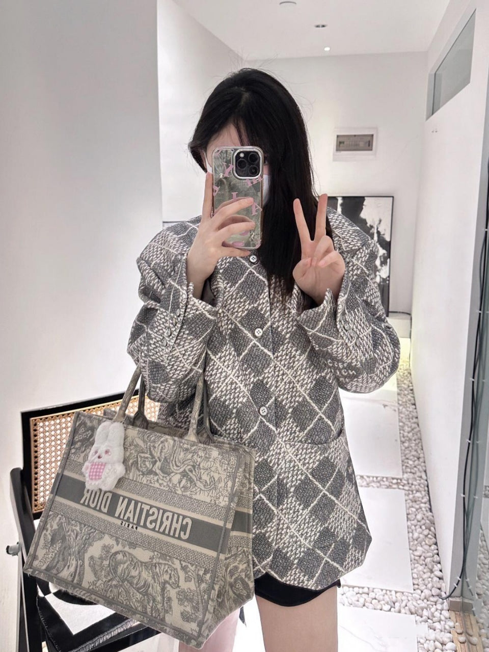 Louis Vuitton Coarse Woolen Woven Plaid Jacket