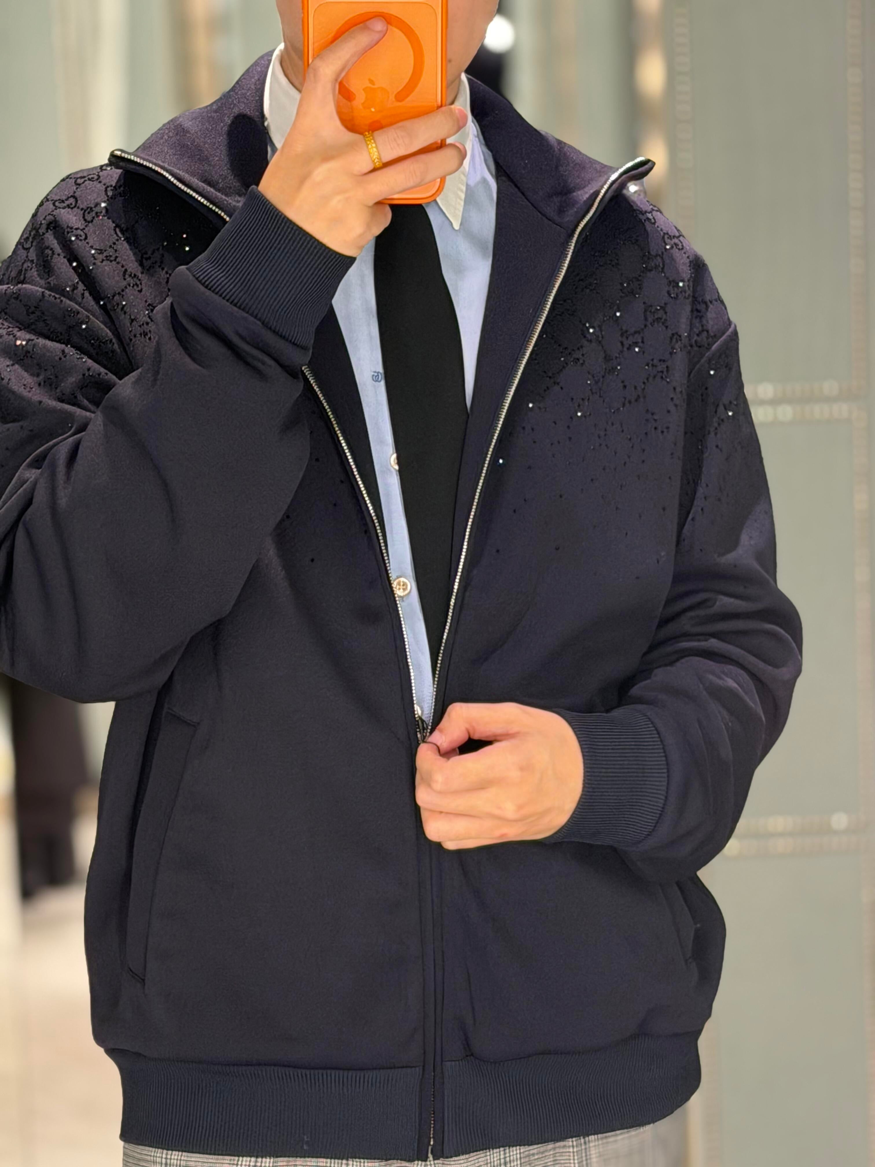 Gucci Rhinestone Zipper Turtleneck Jacket