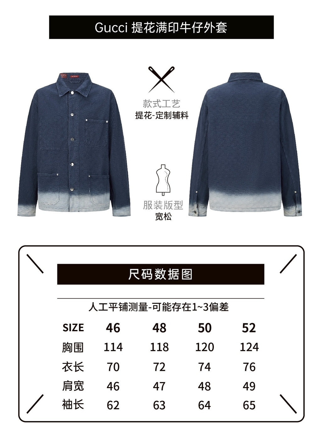Gucci Jacquard All-over Print Denim Jacket