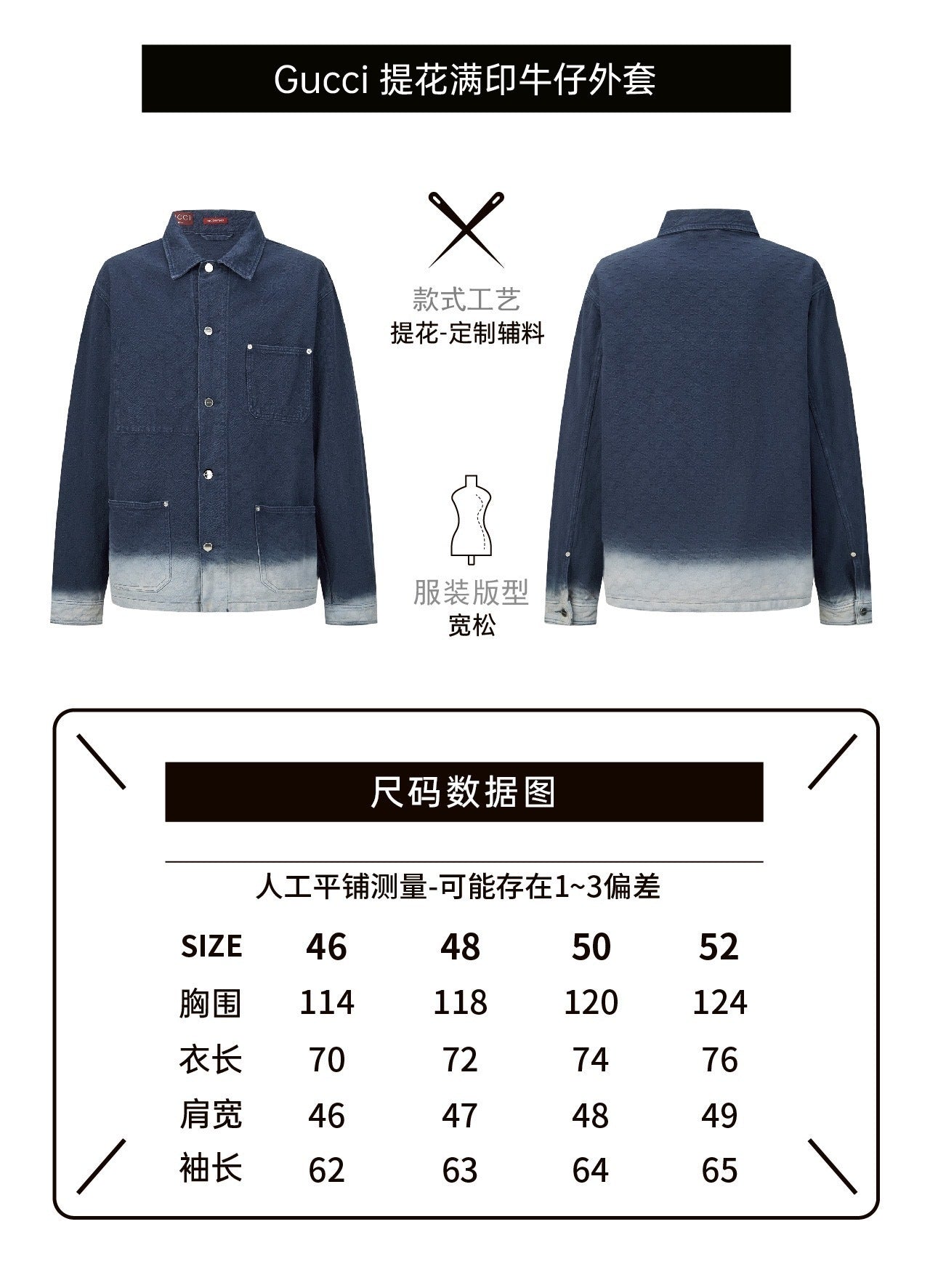 Gucci Jacquard All-over Print Denim Jacket