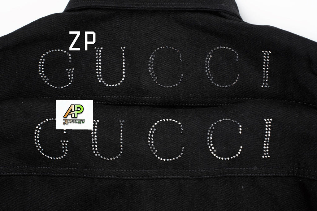 Gucci Letter Rhinestone Long Sleeve Shirt