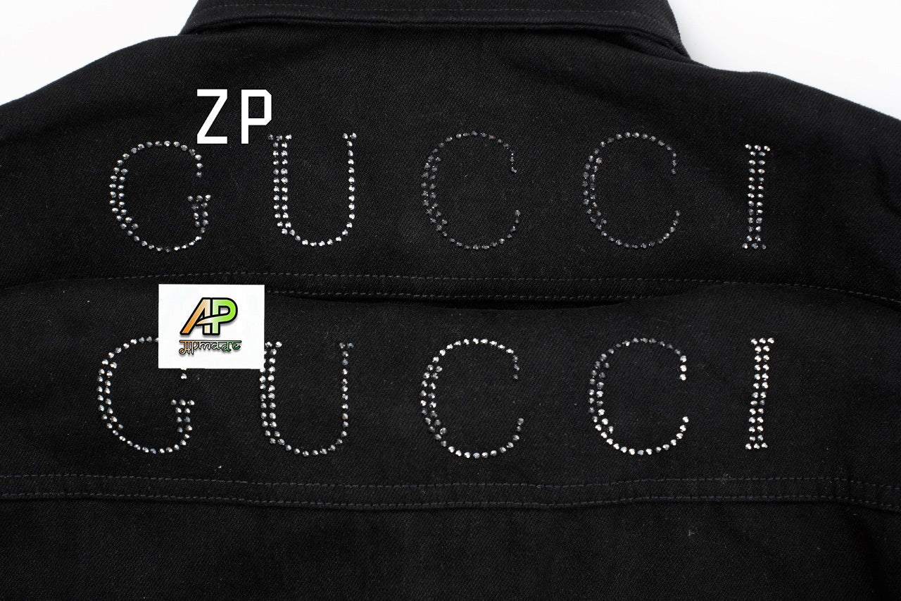 Gucci Letter Rhinestone Long Sleeve Shirt