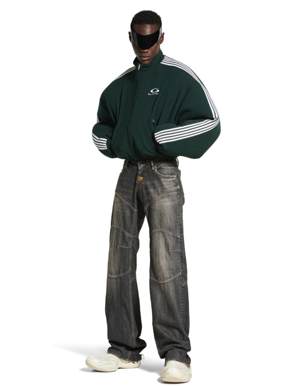 Balenciaga Five-Bar Polar Fleece Jacket Green
