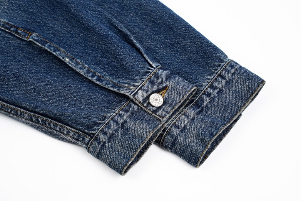 Balenciaga Blue Denim Jacket with Silver Tape Print
