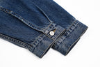 Balenciaga Blue Denim Jacket with Silver Tape Print